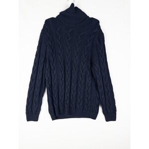 Falconeri 100% Virgin Wool Pullover Sweater Womens XL Blue Cableknit Chunky